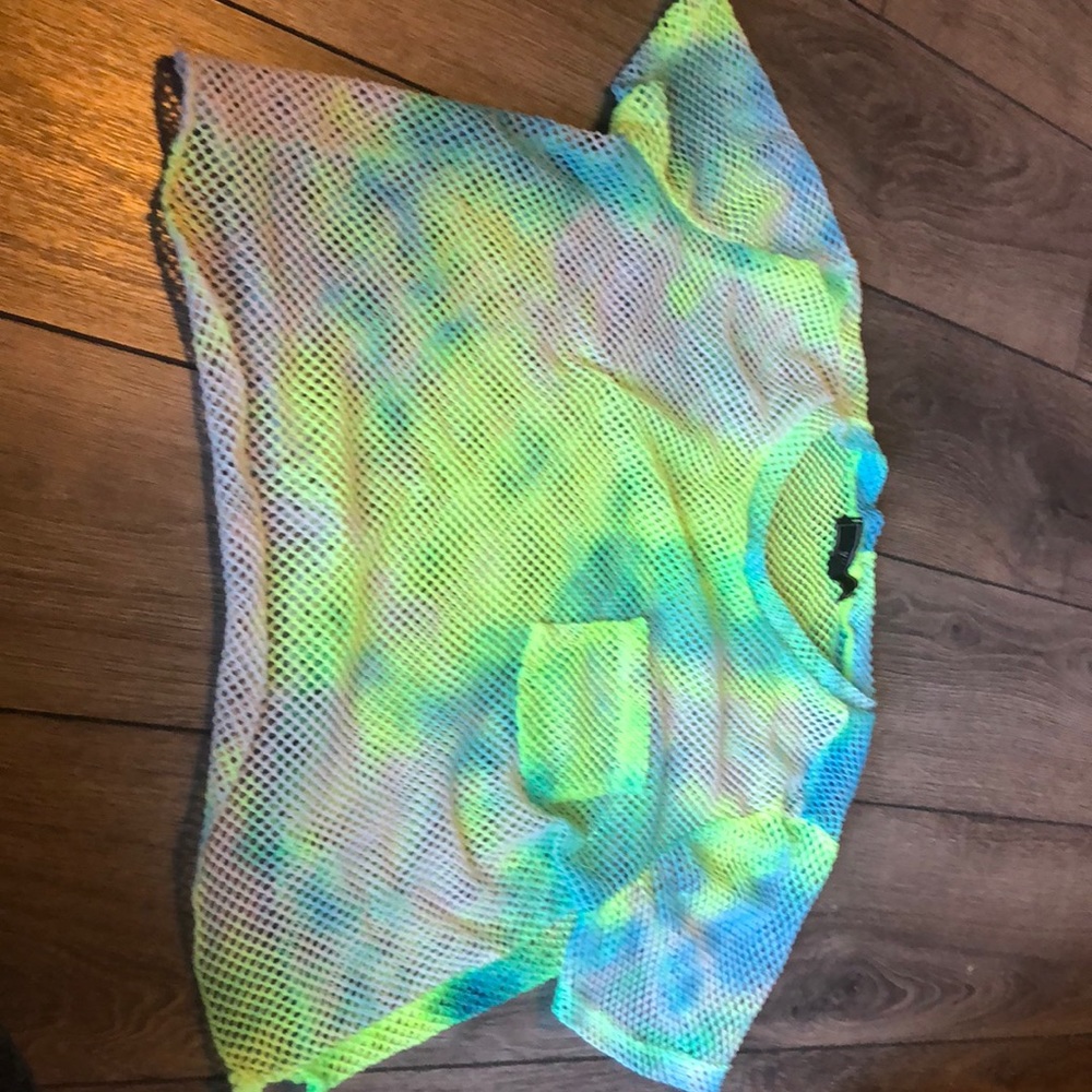 Multicolored fishnet crop top